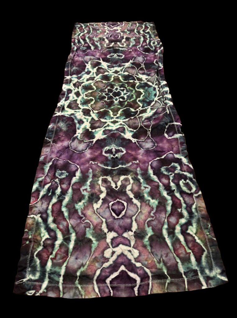 Purple and green table runner